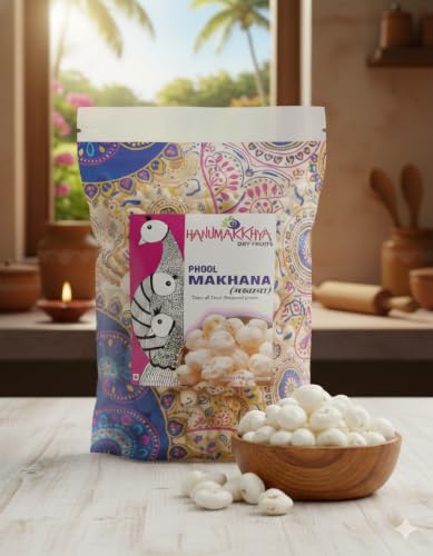 Image of HANUMAKKHYA DRY FRUITS Makhana 200gm, Hand Picked Makhana | Organic & Premium Quality | Foxnuts, Lotus Puffs | Rich in Calcium, Fresh & Clean, | High Protein & Fiber, Low Calorie Weight Loss Superfood