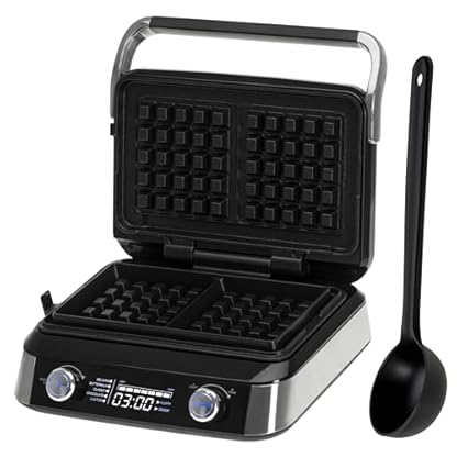 ADLER EUROPE Waffeleisen Belgische Waffel – Doppelwaffeleisen mit LCD Display – 2400W Waffelautomat für Butterwaffeln & Schokoladenwaffeln – 5 Programme, 7 Bräunungsstufen – Tief-Heizplatten 12x13x2cm – Bild 5