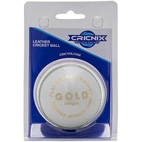 Cricnix Cricket Ball Gold White Leather 5oz (1-Pack) for Practice or Training Cover