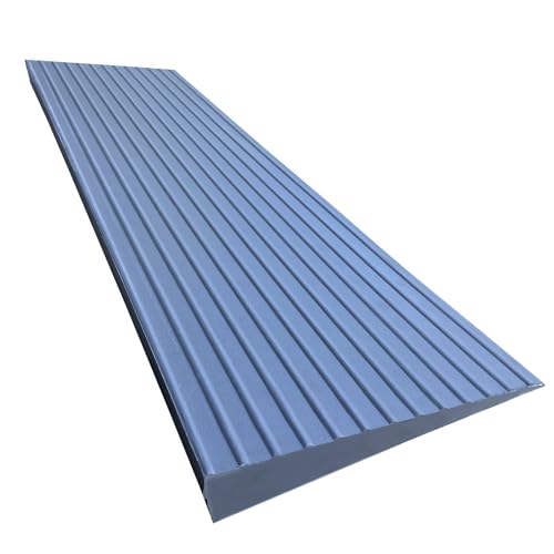 F Come 1.5\" Rise Rubber Threshold Ramp for Doorways Heavy Duty Wheelchair Ramp, Non-Slip 1 Pack Gray Native Rubber Power Handicap Ramp for Door Threshold Wheelchair Scooter Ramp Curb Ramp