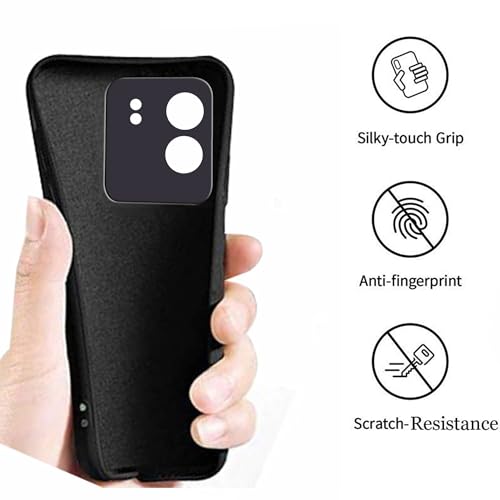 Image of A rtistque Liquid Silicone Back Cover Case for Poco C65 / Mi Redmi 13C 4G Shockproof TPU Soft Flexible with Camera Protection - Black