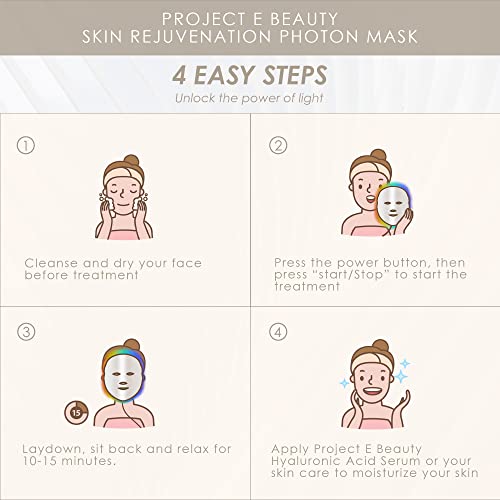 Project E Beauty 7 Colors Led Face Mask Light Therapy Anti-Aging Facial Skincare Routine | Skin Tightening | Calm Inflammation & Sensitive Skin | Reduce Wrinkle | Brightens Skin | Collagen Boost #TOP5