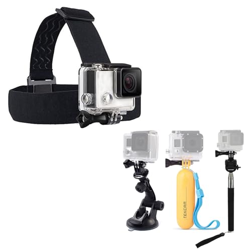 TEKCAM Head Mount Strap Selfie Stick Floating Hand Grip Suction Cup Mount Compatible with Gopro Hero 12 11 10 9 8 7 /AKA - Detailed View