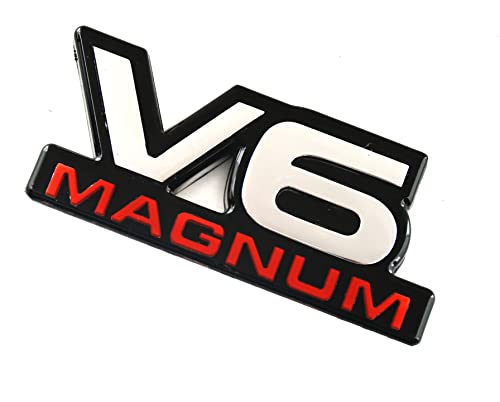 Image of 2Pcs V6 Magnum Emblems Fender Door Nameplate 3D Badge Stickers Logo 1500 Van Fit for Durango V6 (Chrome Red)