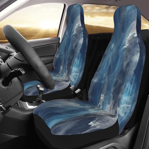 Housse de siège avant de voiture abstraite bleue universelle et housse auto étanche