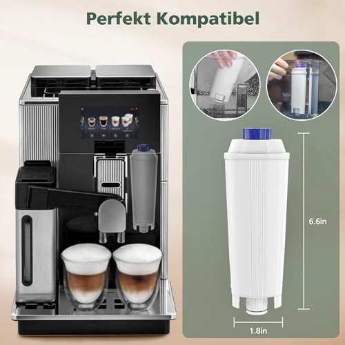 6 Stück Wasserfilter Passend für Delonghi DLSC002, Wasserfilterkartuschen kompatibel mit Delonghi Magnifica s, ECAM, ESAM, ETAM, EPAM, Primadonna Kaffeemaschine