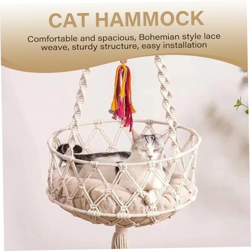 Lit hamac pour chat en macramé bohème de qualité supérieure - 3