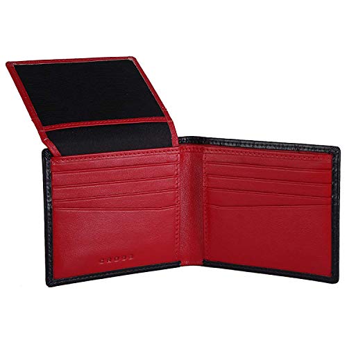 Cross Coco Signature Double Id Overflap Wallets for Mens Leather Branded with Proper Compartment for Card and Money Storage - Black/Red 4 41tYuQnp9FL