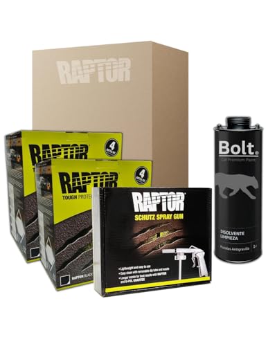 DISPIVAL 2 X Pintura Raptor 2K Kit Negro 4 Lt + Pistola Std + Disolvente