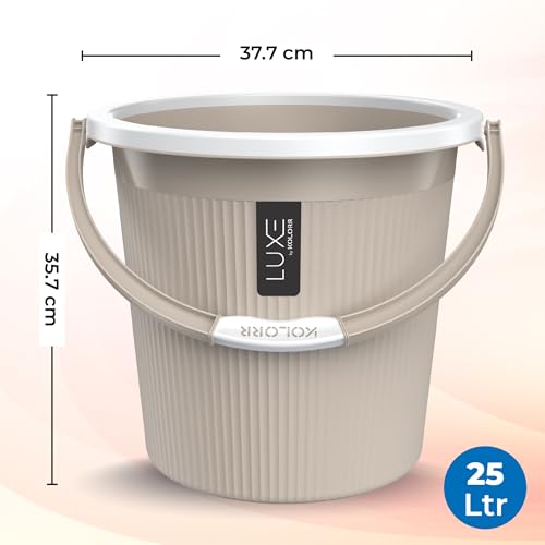 Image of KOLORR Luxe Bathroom Set (Bucket 25L x 1) + (Mug 1.5L x 1) + (Luxe Patla x 1) + (20L Tub x 1)|Sturdy and Durable |Lightweight| Easy to Clean and Attractive Design|Pack of 4| Sand Stone