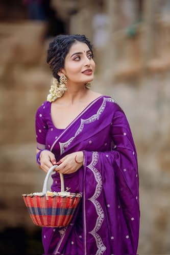 Image of C J Enterprise Women's Banarasi Saree Pure Kanjivaram Style Silk Saree With Blouse Piece for Wedding (Shiv-1)