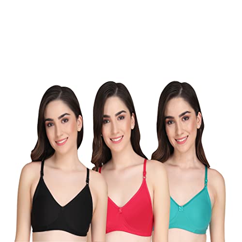 Image of Women Non Padded Bra - Made of Pure Cotton Full Coverage Non Wired Soft Cup for T-Shirt Saree Dress and for Everyday