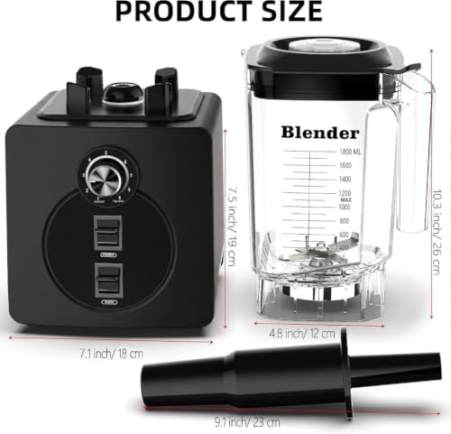 Image of AIZIYO Professional Blender for Smoothies, 60 oz BPA-Free Pitcher, 2200W Peak Watts,Blenders for Kitchen, Dishwasher Safe,Programs for Frozen Drinks & Nutrient MilkShakes & Nut Milk, Black