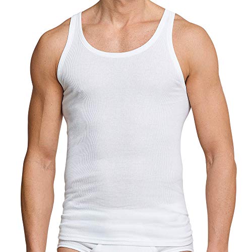 Schiesser 4er - Pack Herren Unterhemden Achselhemden Weiß Doppelripp (XL / (7))