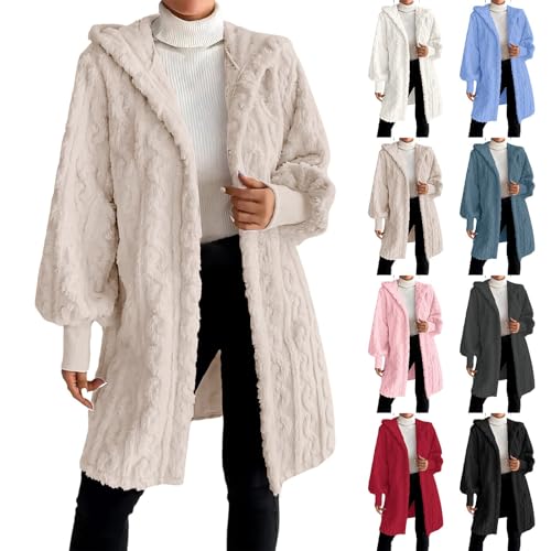 Womens Fleece Zip Up Jacket 2025 Oversized Trendy Long Sherpa Hoodie Casual Fuzzy Jackets Warm Teddy Coat with Pockets