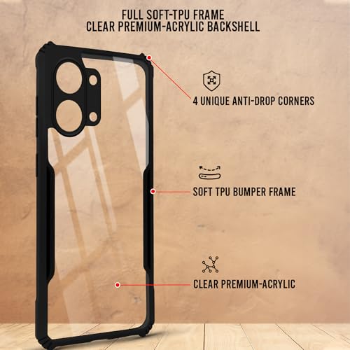 Image of Jkobi Hybrid Back Cover Case for Poco X8 Pro Max 5G (Shockproof with Polycarbonate Clear Panel | Professional Black)