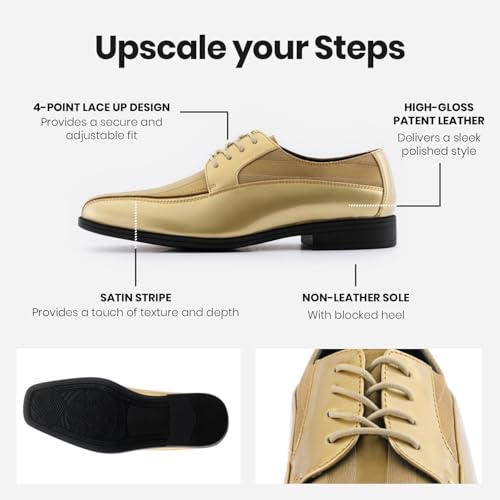 Image of Viotti 179, Casual Dress Oxford Shoes for Men, Satin Striped Lace-Ups, Men's Business Casual Leather & Satin Shoe, for All Formal Occasions