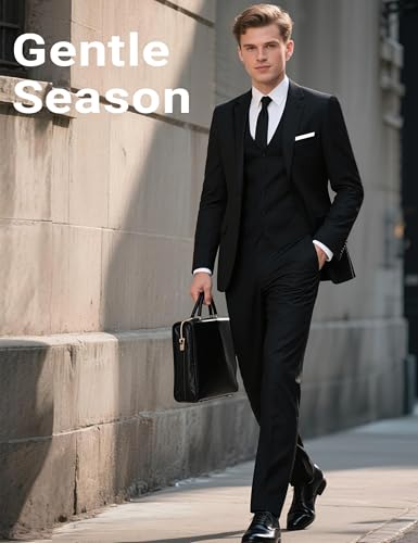 Men's Slim Fit 5-Piece Suit Set with Stretch - Jacket, Vest, Pants, Bow Tie & Necktie (2-Button Design)2