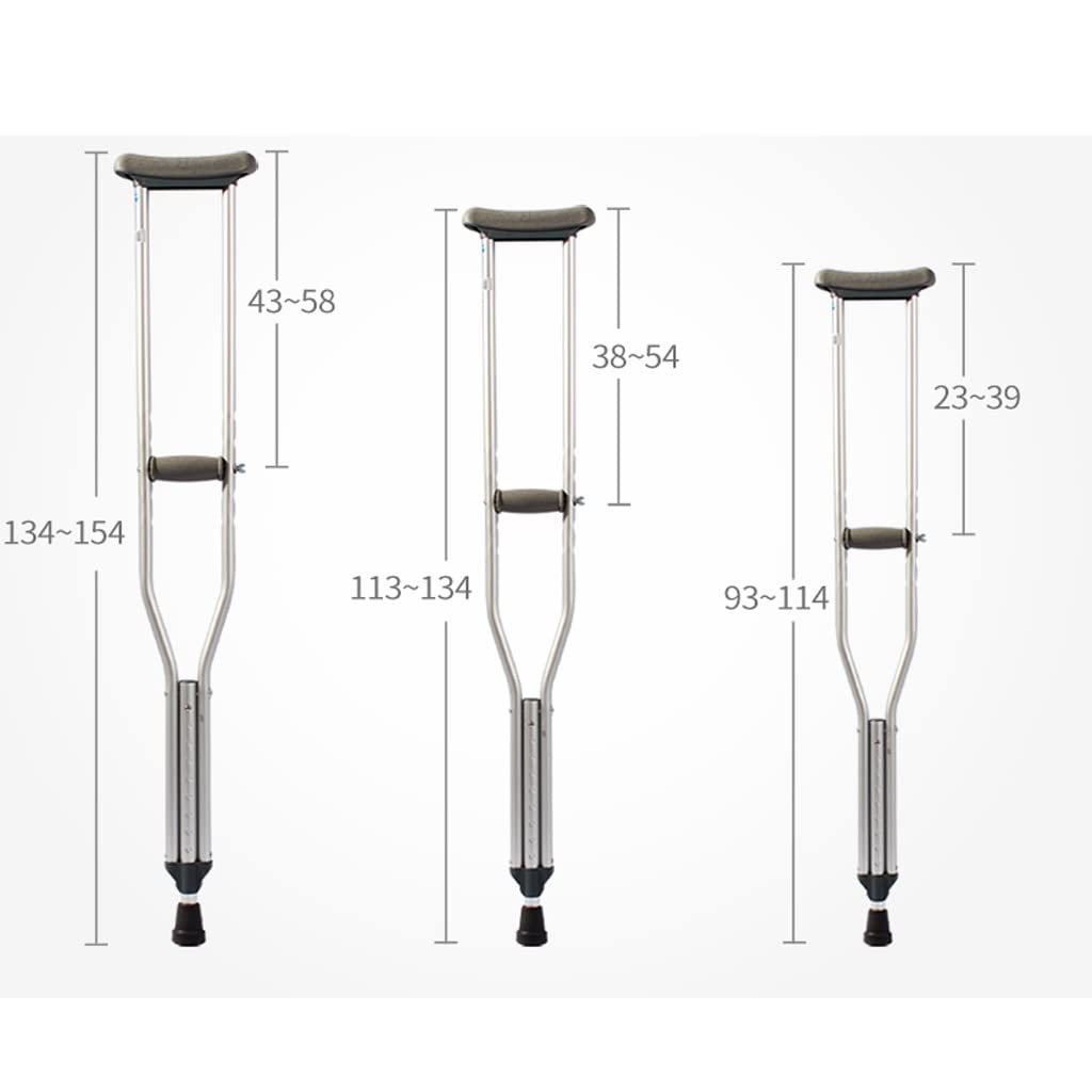 XMING Kule Kule pod pachami Kule podwójne ze stopu aluminium Antypoślizgowe Chodziki dla osób w podeszłym wieku Kule dla niepełnosprawnych Regulowane kule pojedyncze (Size : 113-134cm)