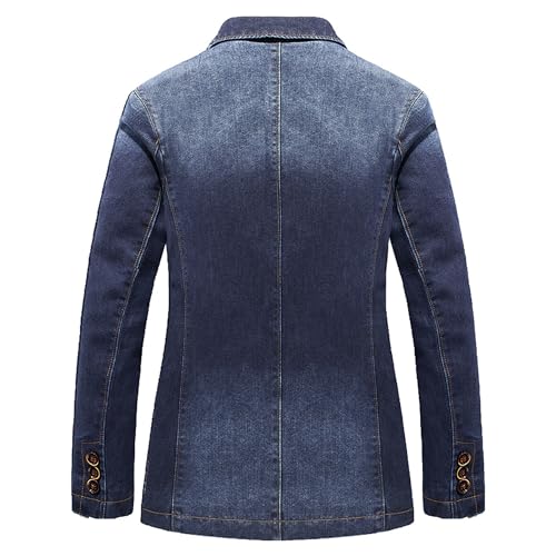 Men's Classic Denim Blazer Jacket Notched Collar 2 Button Sport Jackets Slim Lapel Washed Denim Suit Coat2