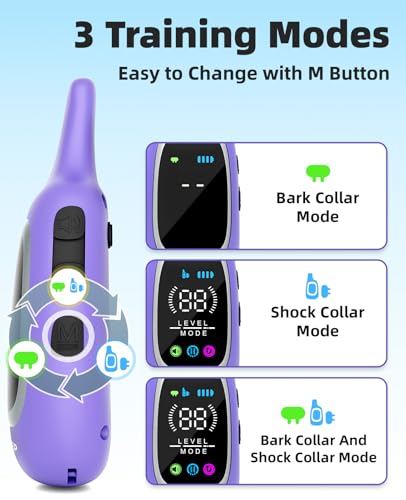 2-in-1 Dog Shock Collar and Bark Collar for Dogs – 3300FT Dog Training Collar with Remote, IP67 Waterproof e Collar with Anti-Bark/Beep/Vibration/Shock Modes for Small Medium Large Dog(8-120Lbs) - Image 4