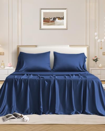 Consejos para Comprar Suburbia Sabanas Top 10. 48 NANWEI Juego de Sábanas, Sábanas Matrimonial Size, Hotel Doble Cepillado, 2000 Hilos Lujo Súper Suave y Fresco Hipoalergénicas, Lavado a Máquina (Azul Oscuro, Matrimonial)