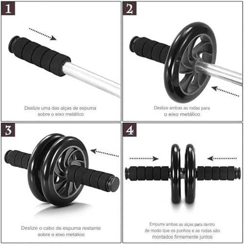 Kit Completo de Ginástica em Casa – Inclui Roda Abdominal, Barra de Flexão, Tapete para Joelhos, Cor