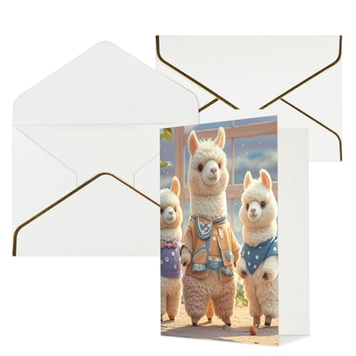 STVYUKL O[eBOJ[h t Thinking of You Card Alpacas Together Happy Birthday  ҏ 󔒂̃J[h @ 4x6