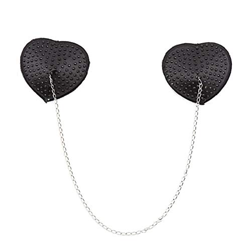 1 Paar Reizvolle Nippel-Abdeckung Silikon-Diamant-Kette Brust Paste Herzform Brust-Blumenblätter Cosplay Nippel Aufkleber Schwarz Cover