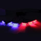 18 X LED Emergency Vehicle Strobe Lights for Front Grille Deck Warning Light (18 LED, Red and Blue)