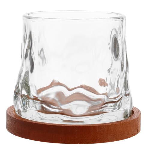 CONGARTENO Rotating Whiskey Glasses Set Wooden Base, Vintage Old Fashioned Glass Tumblers for Bar Enthusiasts, Spinning Whiskey Glass Cups Suitable for Home and Cocktail Tasting
