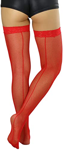 Image of ToBeInStyle Women's Fine Classic Fishnet Thigh High Stretch Nylon Novelty Stockings
