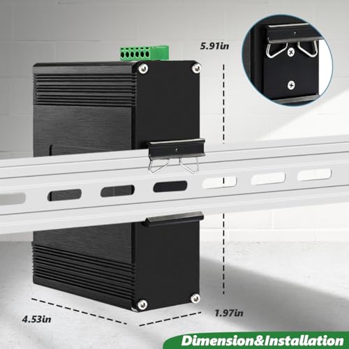 Image of 16-Port Gigabit Industrial Ethernet Switch, 10 /100 /1000Mbps, Redundant 12-48V DC Power, -40C to 80C Wide Temp, DIN-Rail Mount