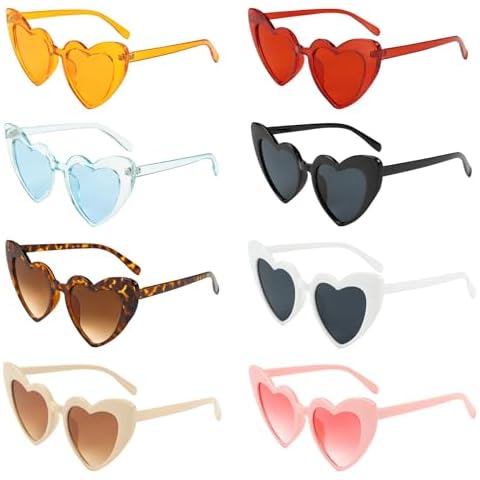 FUNUPUP 8 Pairs Heart Shaped Sunglasses Bachelorette Party Sunglasses Bride Bridesmaid Heart Glasses for Women Party Favors Cover