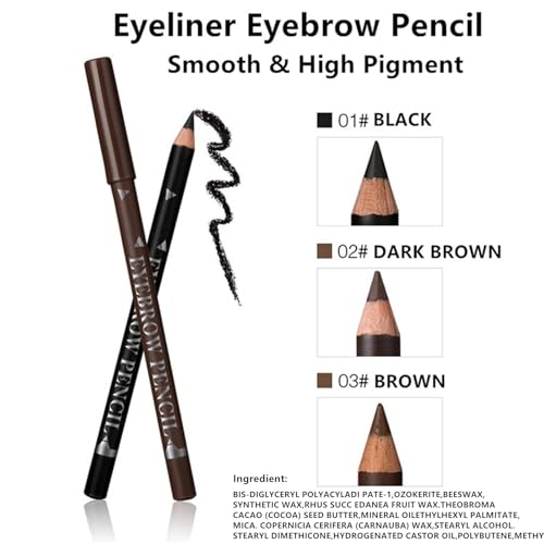 Go Ho 6 PCS Eyebrow Eye Liner Pencil Set,Easy to Color Waterproof Eyebrow Pencil,Professional Long-lasting Eyeliner Makeup Brow Tint Pen,3 Colors(Black,Light Brown,Dark Brown) - Image 4