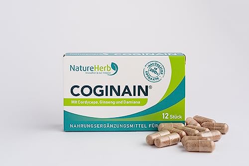 NatureHerb COGINAIN® - Für aktive Männer - Sexualität, geistige Fitness - Mit Cordyceps + Ginseng Extrakten - Damiana Spezialextrakt - Hochkonzentriert, 100% pflanzlich - 12 Kapseln – Bild 4