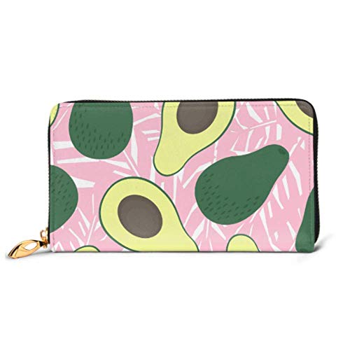Preisvergleich Produktbild JHGFG Mode Handtasche Reißverschluss Brieftasche Avocado Pink Tropical Leaves Telefon Kupplung Geldbörse Abendkupplung Blocking Leder Brieftasche Multi Card Organizer