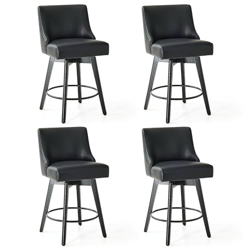 Image of 26 inch Counter Height Swivel Bar Stools, Set of 4, Black