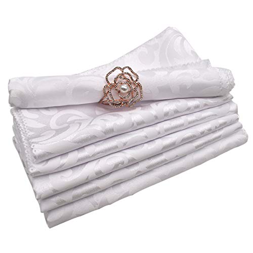 Serviettes de Table,Liwein Coton Polyester Serviette Blanc Qualité d'hôtel Serviettes de Table pour Dîner Banquets Marriage Réceptions-6 Pièces