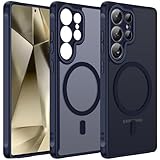 ivoler Funda Magnética para Samsung Galaxy S25 Ultra 5G, Compatible con MagSafe, [Protección Lente Cámara] Carcasa Protectora Antigolpes Translúcida Mate Trasera Fina Silicona Anti-Choques Case, Azul