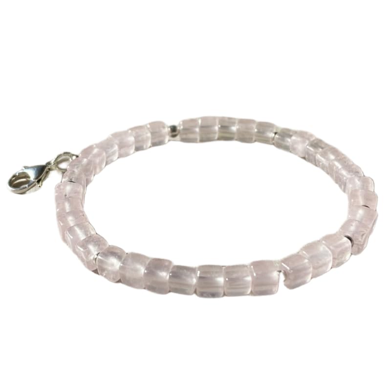 Bracelet quartz rose naturel pour apaiser le stress bijou en pierres douces de 19 cm