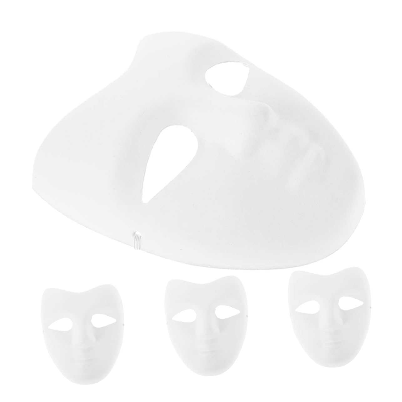 PRETYZOOM 4pcs Diy Hand-painted Paper Masks White Blank Masks for Gras Craft Projects