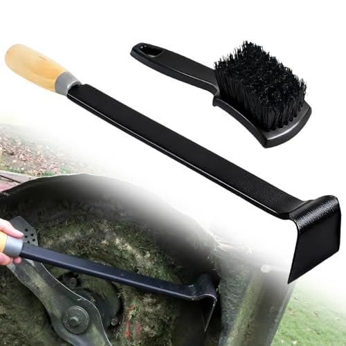 YIYIREA 2 Pcs Lawn Mower Deck Scraper Cleaner Brush Kit High-Strength Steel Efficient Mower Deck Cleaning Tool Long Handle Lawnmower Deck Scraper for Gardening
