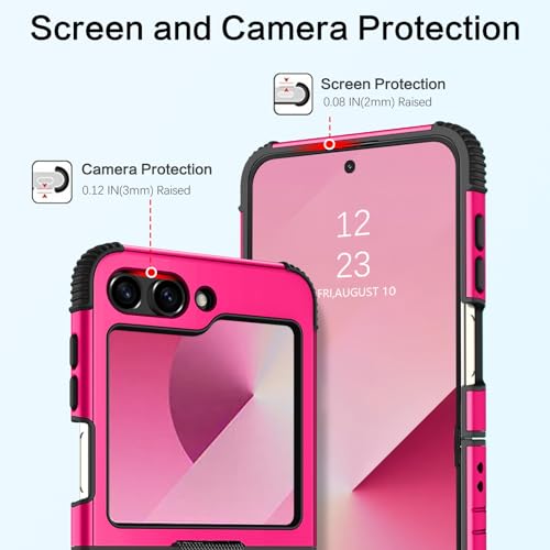 Image of BENTOBEN for Samsung Galaxy Z Flip 6 5G Case with Ring, Heavy Duty 2 in 1 Full Body Rugged Galaxy Z Flip6 Case Girls Women Boy Men Shockproof Protection Cover for Samsung Z Flip 6 6.7 inch,Hot Pink
