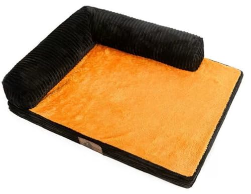 大型犬用ペットソファー 豪華な ペットベッド ペットクッション 犬夏用マットレス 3面枕付き 寝心地 耐噛み用寝床 中型犬 大型犬 多頭飼い 高反発ウレタン使用 子犬 老犬 介護用 マット S 取り外し可能 洗える グレー L ワインレット (ブラック,M