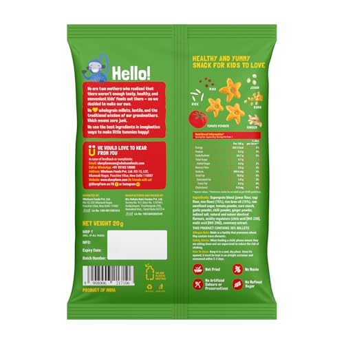 Image of Slurrp Farm Healthy Snacks for Kids | Mighty Puff Tangy Tomato| Not Fried, No Maida | Snack for School Tiffin and Travel-Friendly | 8X 20g Each