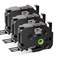 Upwinning Tze 355 Bänder 24mm Schwarz Kompatibel mit Brother P-touch Bänder 24mm Schwarz TZe-355, Tze 24 mm White on Black TZe355 Aze-355, kompatibel für Brother P710BT P700 D600 P900 E550VP, 3er-Pack