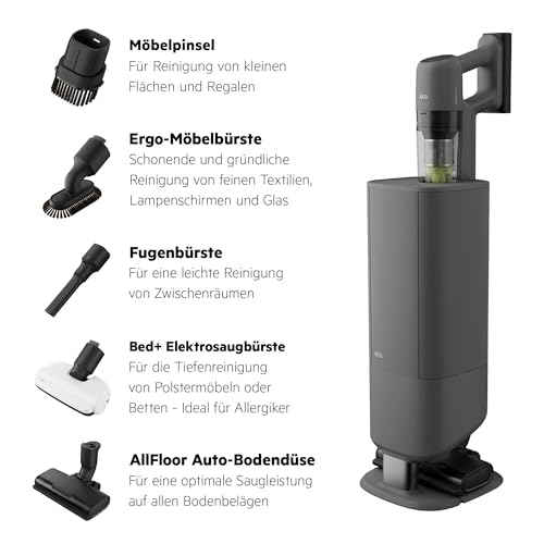 AEG Ultimate 7000 GEN2 Akku Staubsauger, Testsieger ETM Testmagazin Sehr Gut, Leistungsstark, Leicht, All in One Station-Hygienische Selbstentleerung, HEPA Filter, Alle Böden, Dunkelgrau, AP72UB21ES