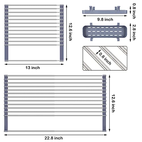 Topretty Scolapiatti a rullo con 2 portaposate