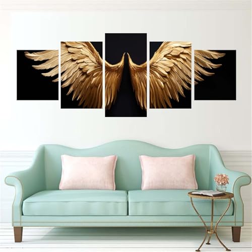 Peinture Diamant 5D Grand Format Pour Salon | Kit 5 Pièces Diamond Art Aile Broderie Murale DIY